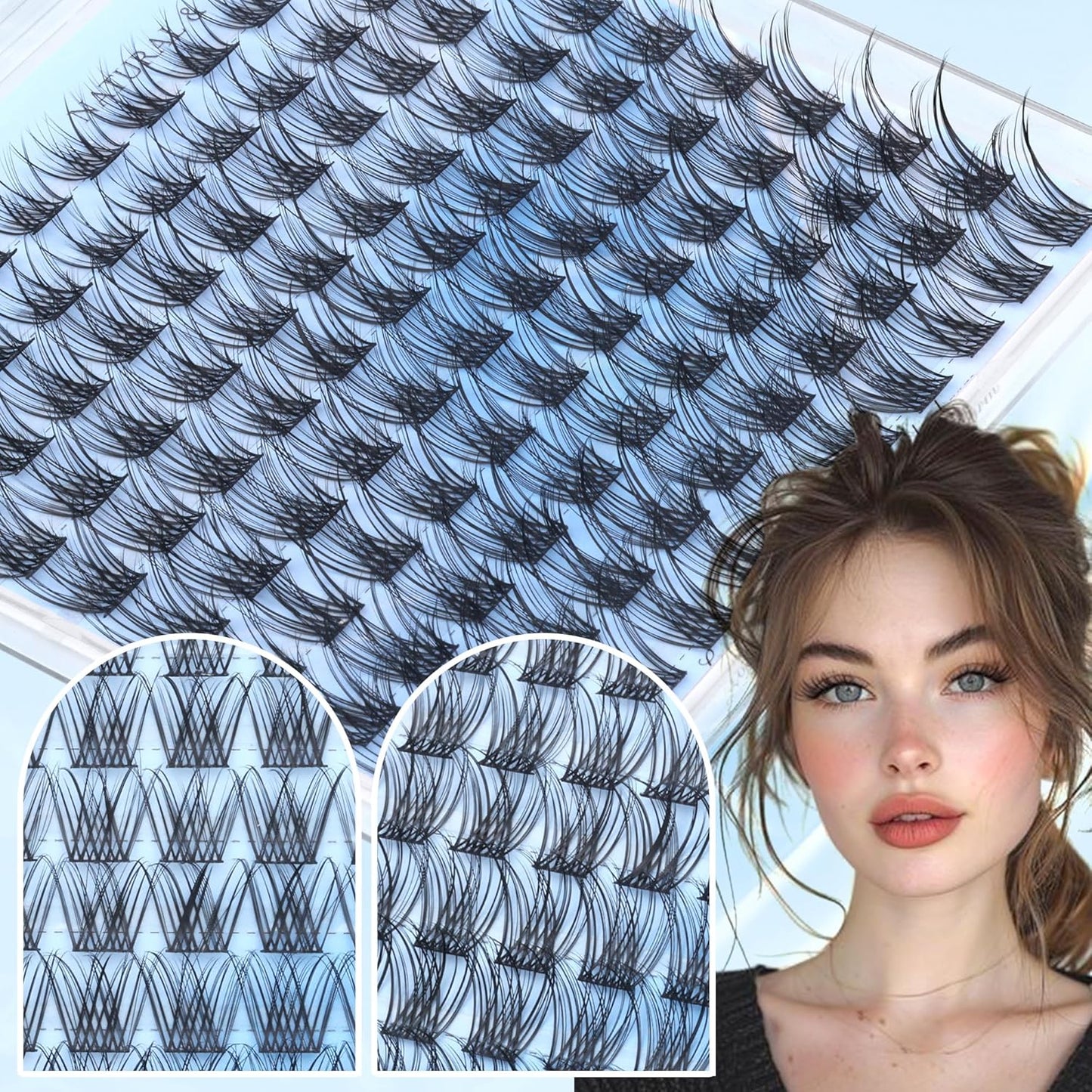 Natural Lash Clusters Wispy Eyelash Clusters 110 pcs Cluster Eyelash Extensions C Curl Individual Lashes 10-16 mm Mix Length Natural Look Lashes Clusters with Thin Lash Band