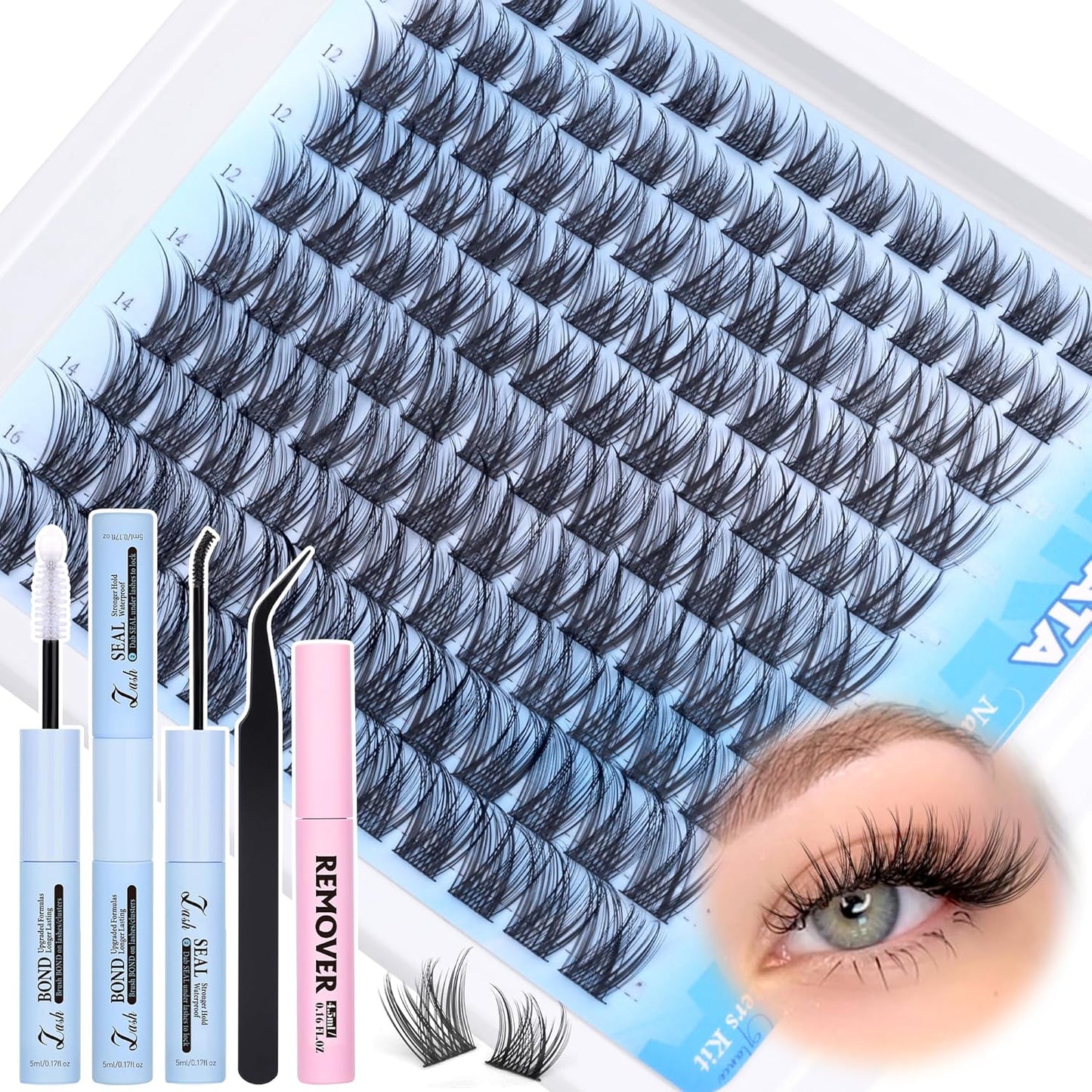 Natural Lash Clusters Wispy Eyelash Clusters 110 pcs Cluster Eyelash Extensions C Curl Individual Lashes 10-16 mm Mix Length Natural Look Lashes Clusters with Thin Lash Band