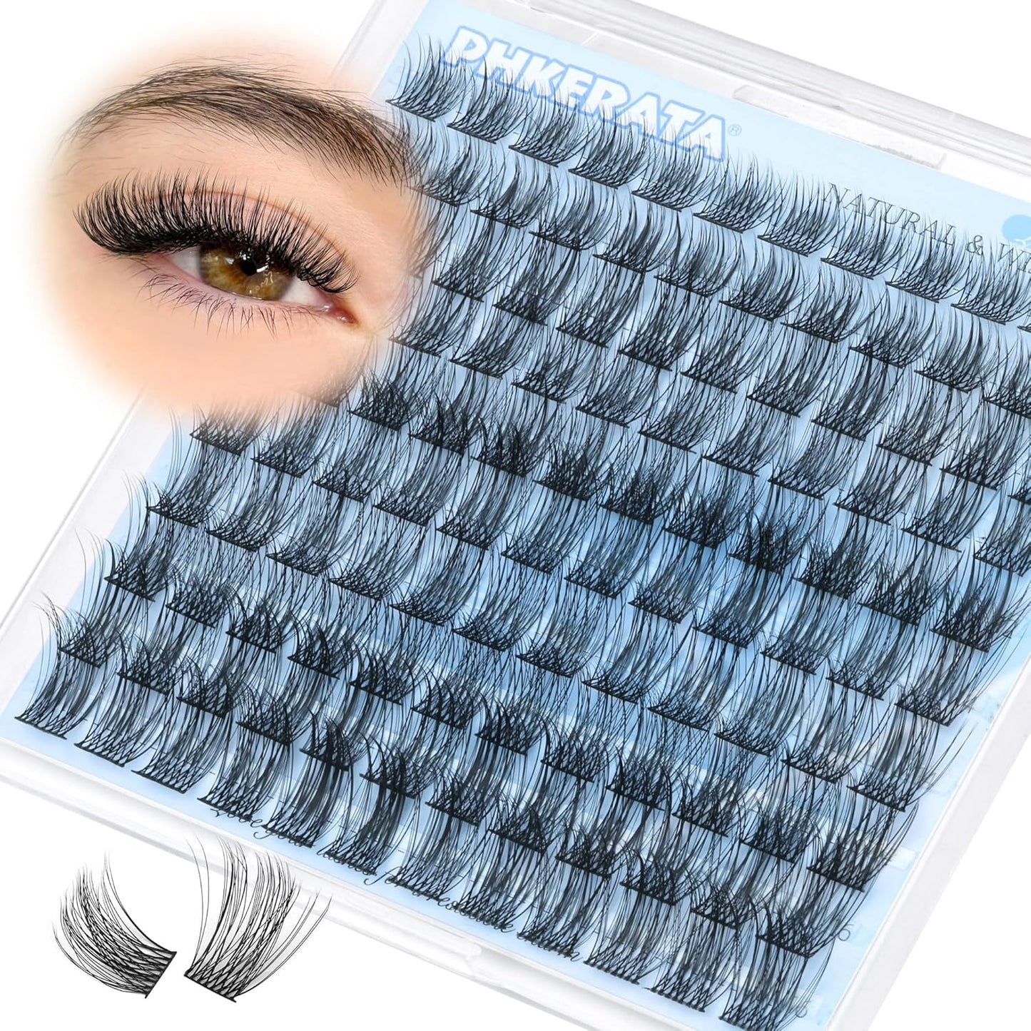 Natural Lash Clusters Wispy Eyelash Clusters 110 pcs Cluster Eyelash Extensions C Curl Individual Lashes 10-16 mm Mix Length Natural Look Lashes Clusters with Thin Lash Band
