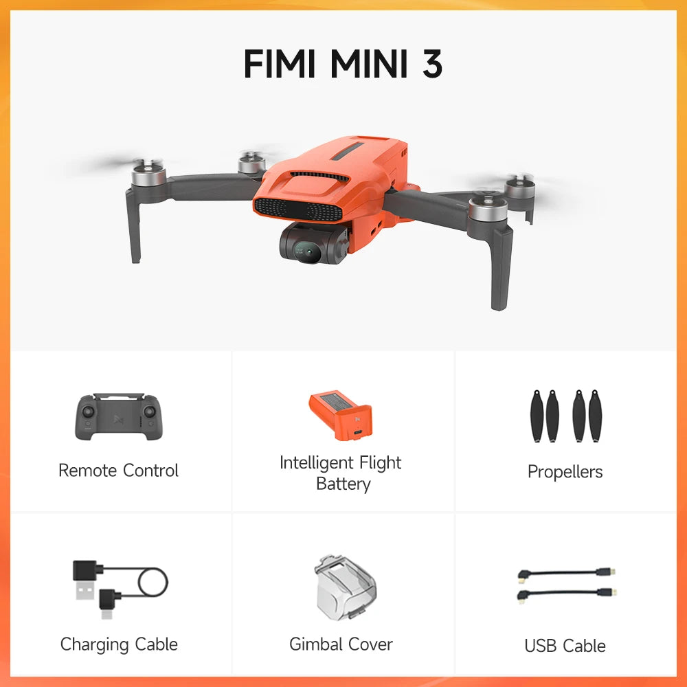 FIMI MINI 3 Camera 245g Ultra-lightweight 4K 60fps AI Super Night Professional Drone 3-axis Gimbal Camera Auto Return Mode 9km