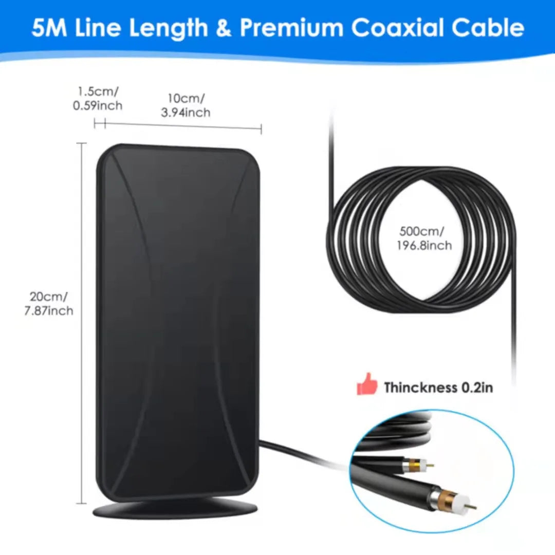 High-definition indoor amplified digital TV antenna 50-80 miles with VHF/UHF amplifier fast response indoor and outdoor antenna