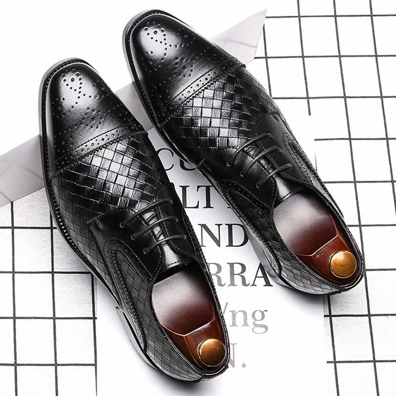 Men's Woven Vintage Leather Dress Shoes