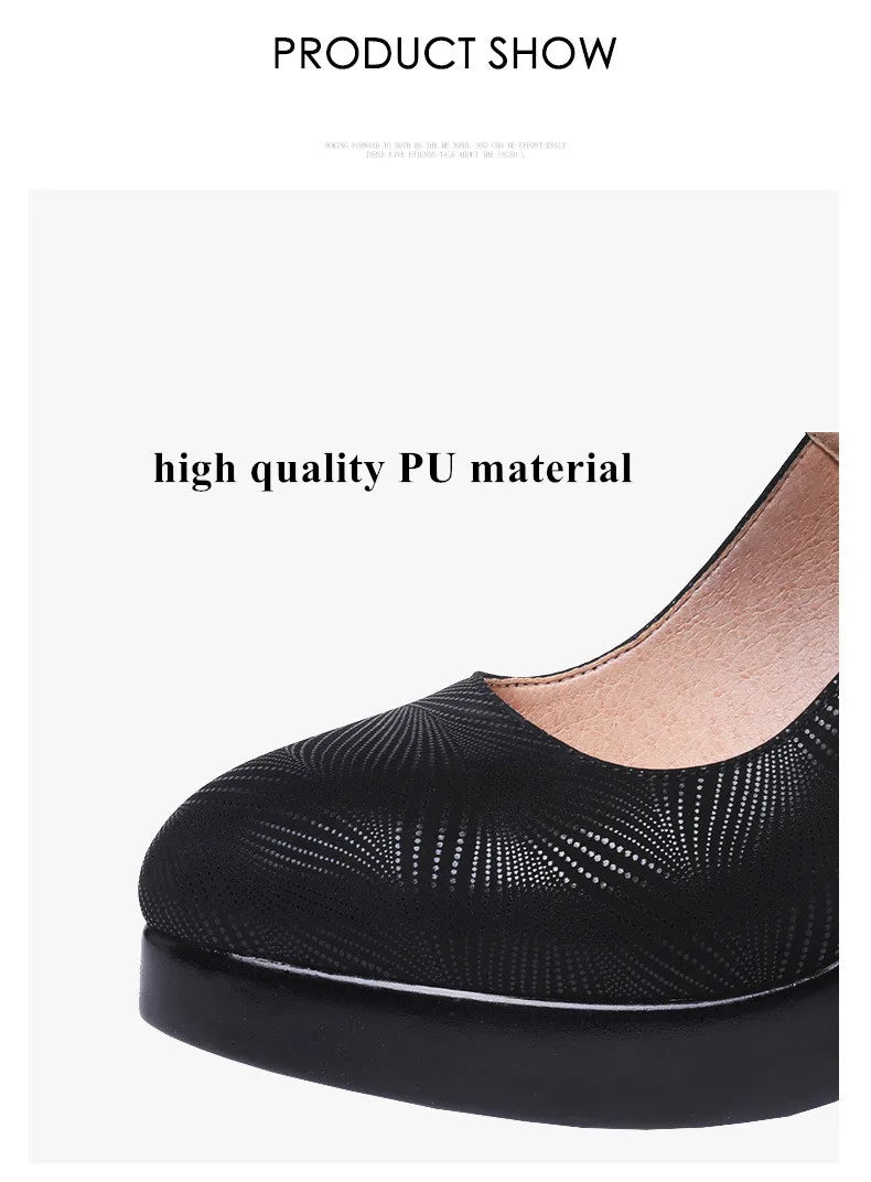 6cm 8cm 10cm Block Heel Platform Pumps Women Shoes 2024 Spring Floral Black High Heels Shoes Ladies Elegant Office Shoe 41 42 43