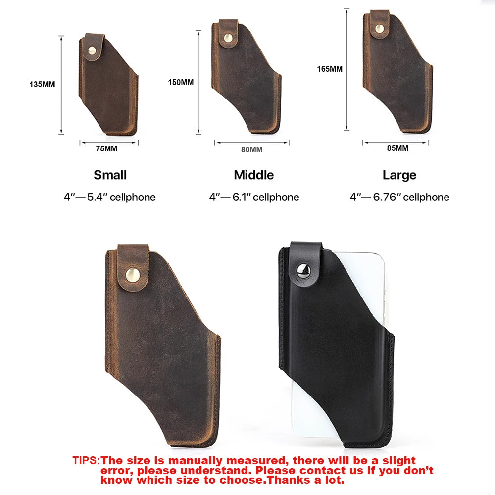 CONTACT'S FAMILY Cow Leather Phone Pouch Case For iPhone 14 13 12 11 Pro Max X 8 7 XR XS Cover Waist Belt Clip Holster Bags