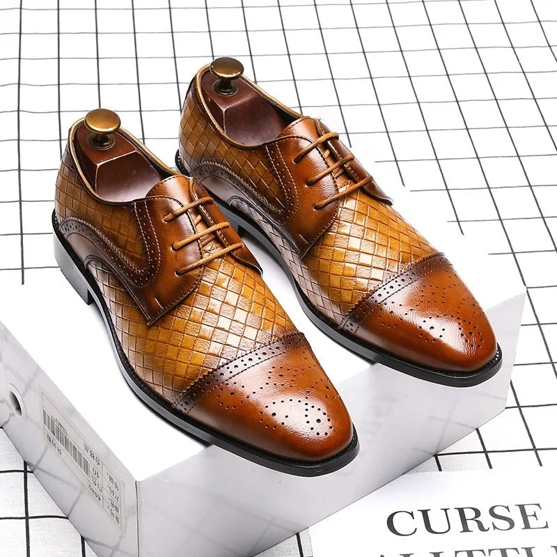 Men's Woven Vintage Leather Dress Shoes