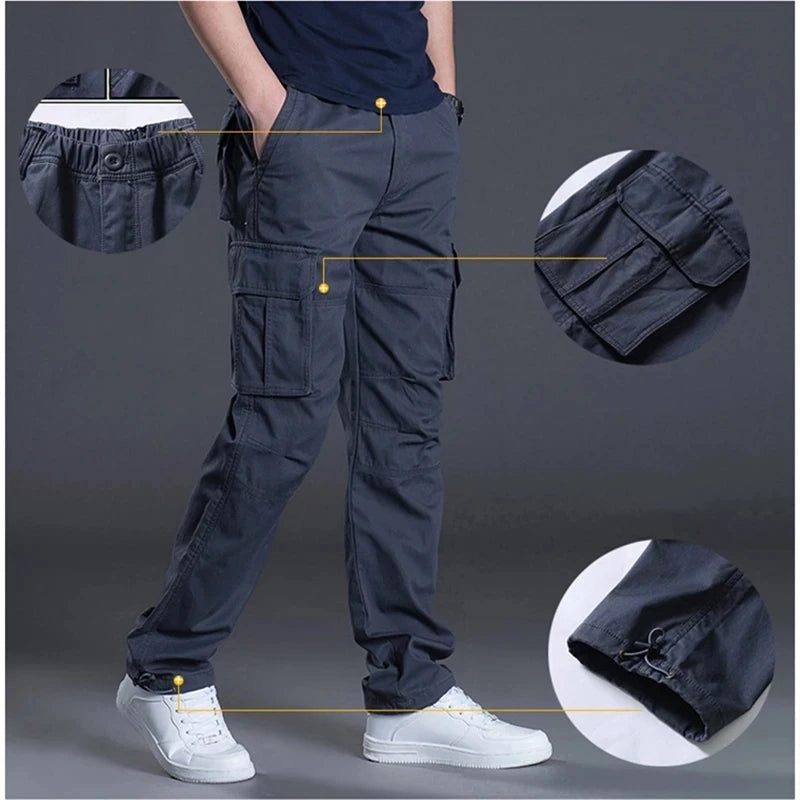 Spring Autumn Men's Cargo Pants Mens Casual Multi Pockets Military Large Size Tactical Pants Men Outwear Straight Winter Pants