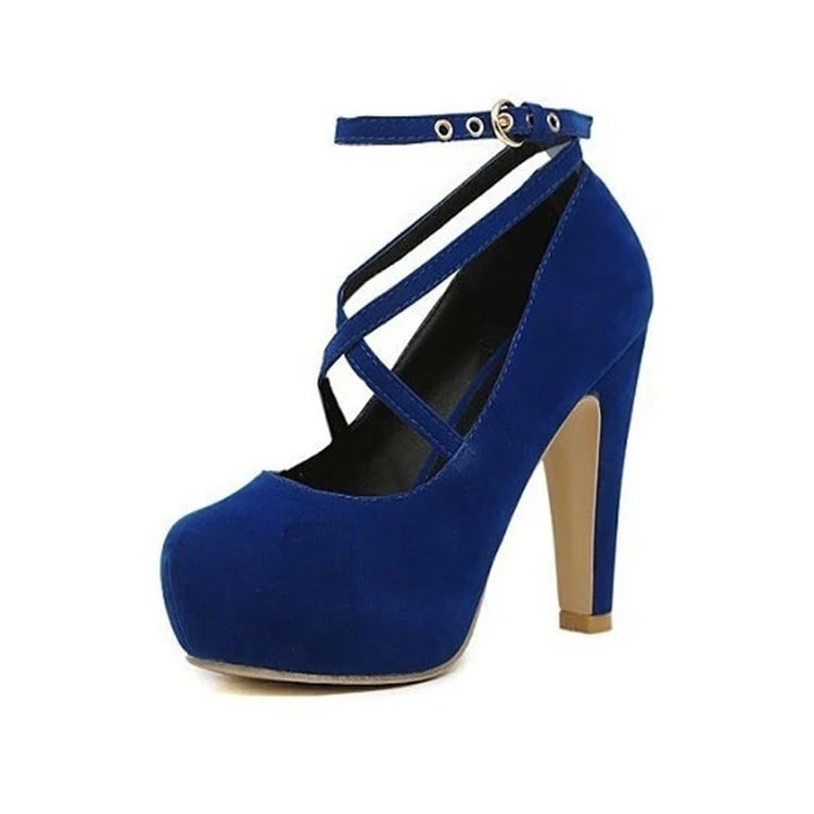 Shoes Woman Pumps Cross-tied Ankle Strap Wedding Party Shoes Platform Dress Women Shoes High Heels Suede Ladies Shoes Plus Size7