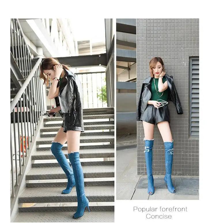 New Boots Women Thigh High Boots 2021 Winter Women Boots High Heels Women Shoes Tassel Jean Boot Ladies Shoes Good Service zo0