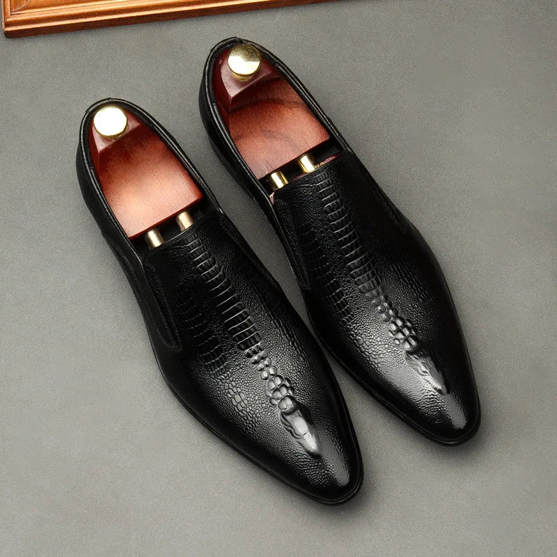 Handmade Mens Wedding Oxford Shoes Black Khaki Genuine Leather Brogue Men's Dress Shoes Slip On Business Formal Shoes For Men