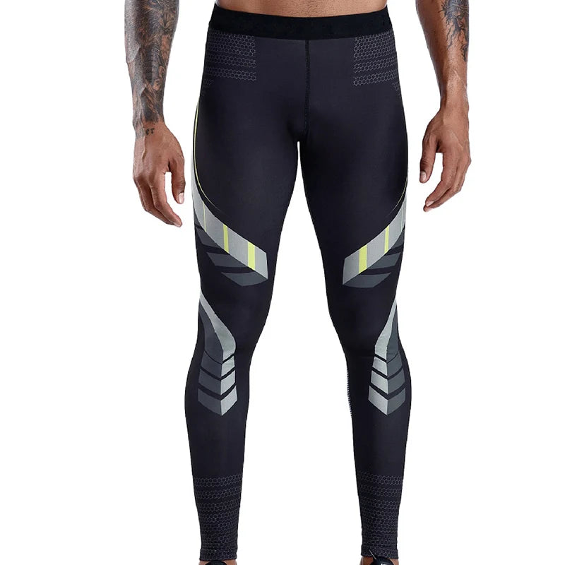 High Stretch Men Printed Compression Running Tights Quick Dry Sport Fitness Leggings Gym Jogging Trousers Workout Pants Custom