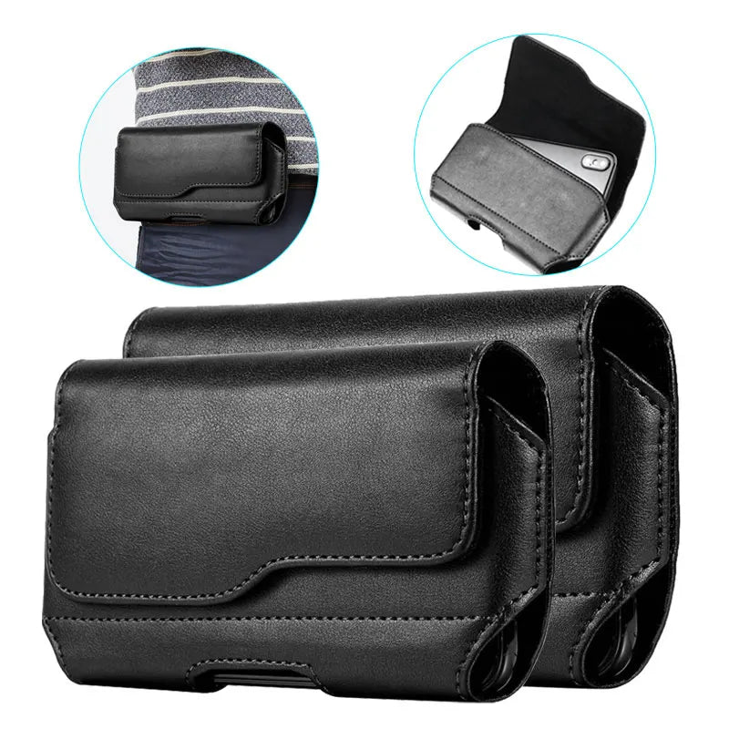 Universal Magnetic Phone Cover for iphone 11 Pro Max 6S 7 8 Plus SE 13 12 XR XS Max Belt Clip Leather Case Pouch Cover 6.5-4 ''