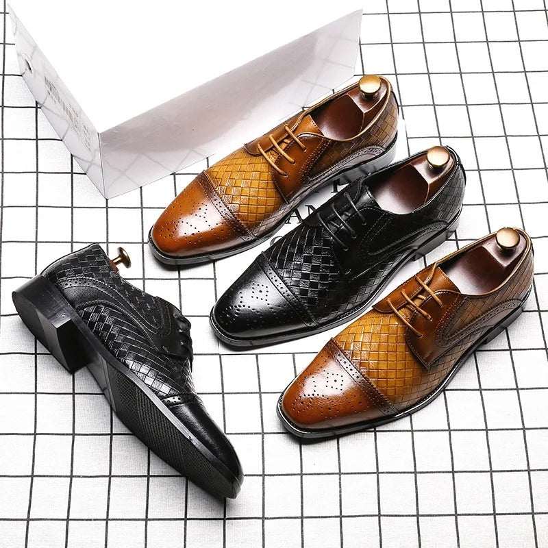 Men's Woven Vintage Leather Dress Shoes