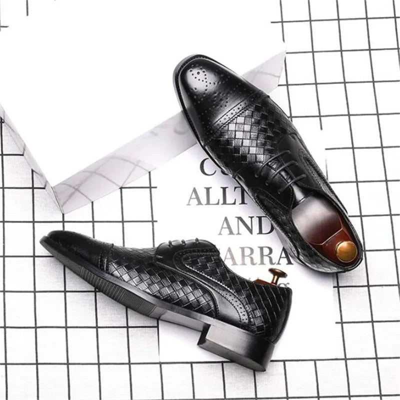 Men's Woven Vintage Leather Dress Shoes