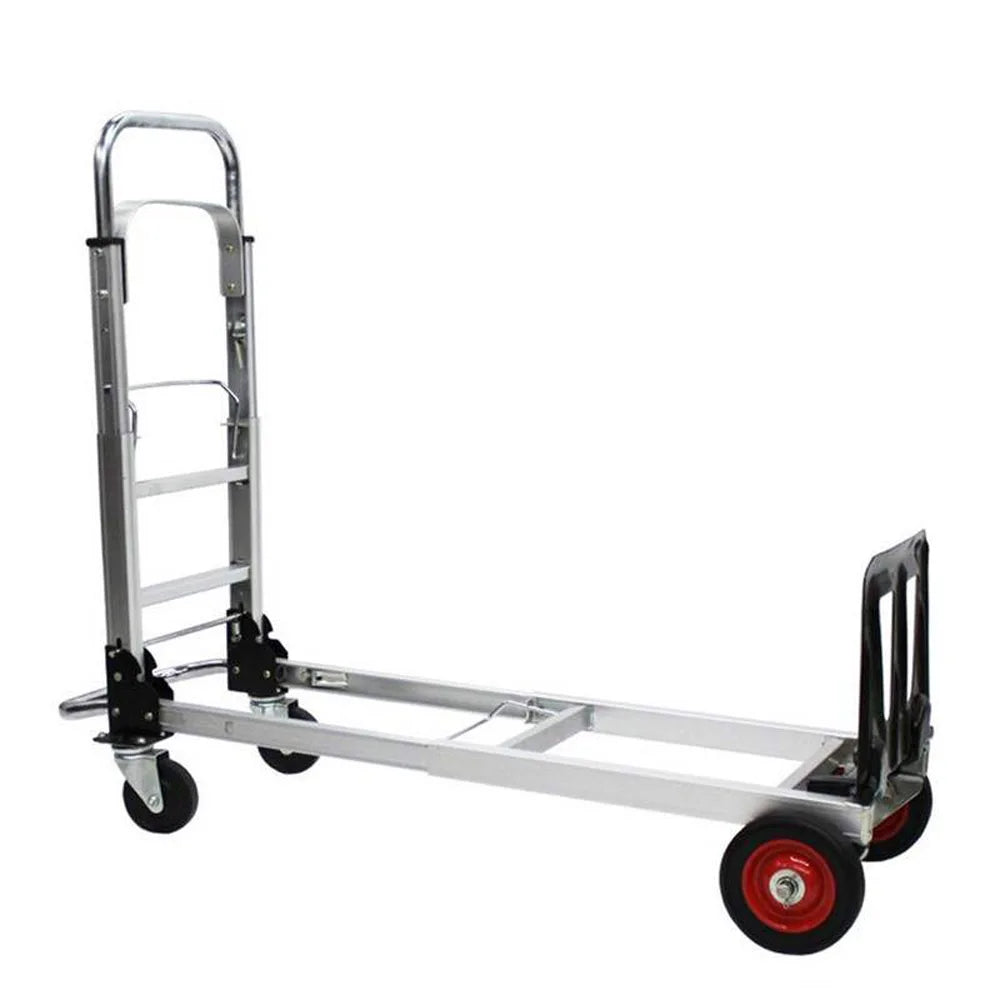 100KG Car Roll Luggage Cart Portable Luggage Trolley Folding Hand Truck Mute Flat Heavy Duty 4-wheel Foldable Shopping Cart