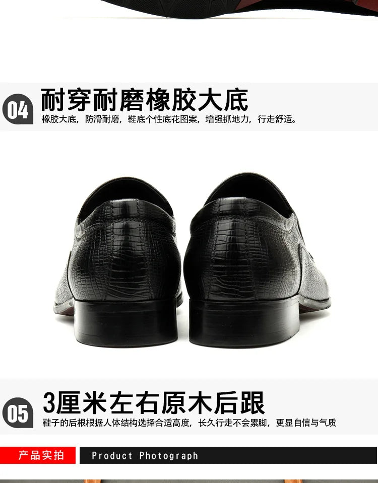 Handmade Mens Wedding Oxford Shoes Black Khaki Genuine Leather Brogue Men's Dress Shoes Slip On Business Formal Shoes For Men