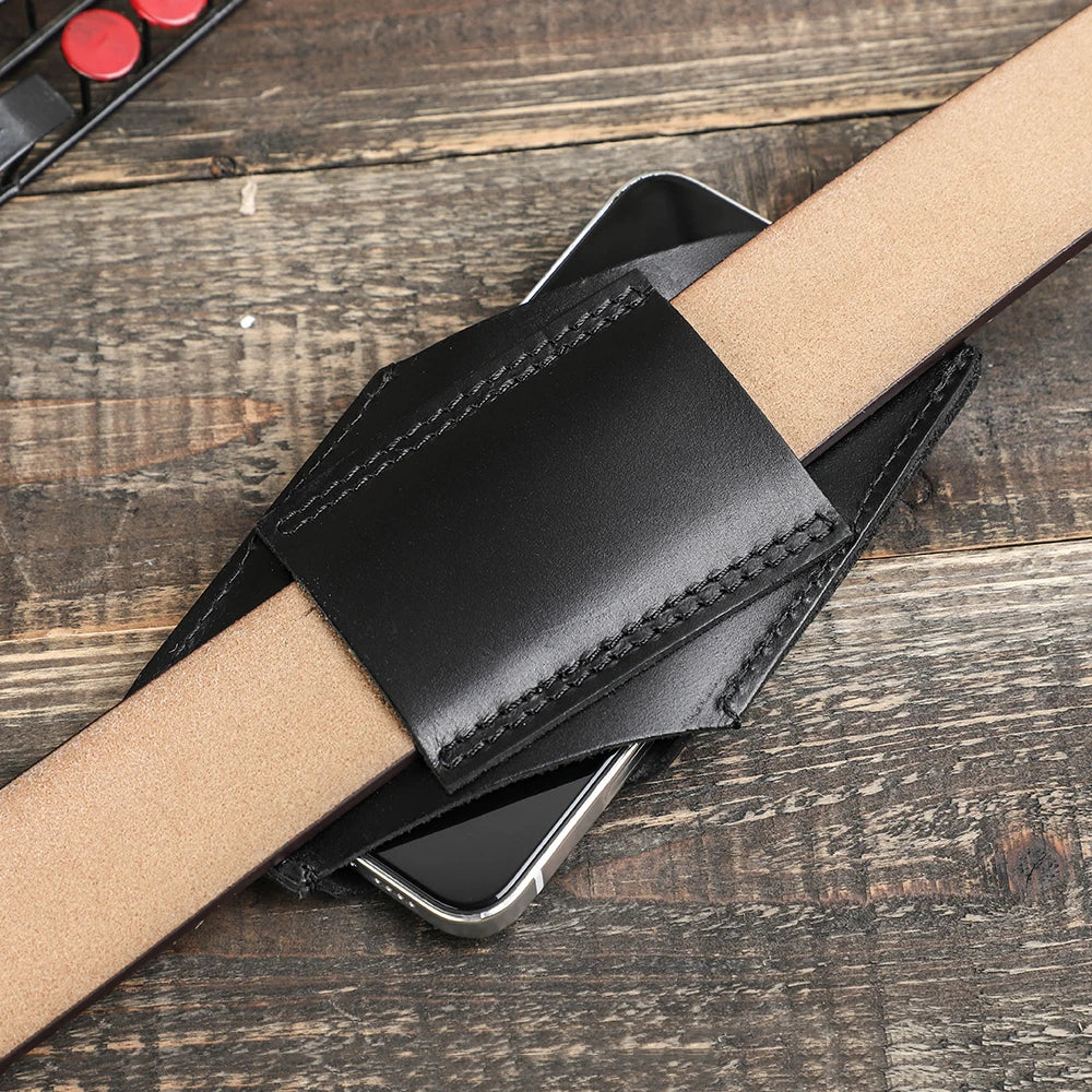 CONTACT'S FAMILY Cow Leather Phone Pouch Case For iPhone 14 13 12 11 Pro Max X 8 7 XR XS Cover Waist Belt Clip Holster Bags