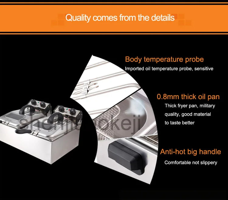 Smoke-free time electric fryer two-cylinder electric fryer commercial large capacity frying machine 220V 5600W 1PC