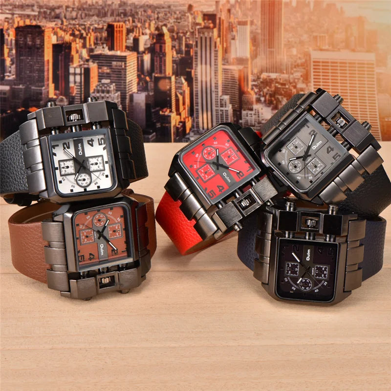 Men's Quartz Square Dial Super Big Men Watches