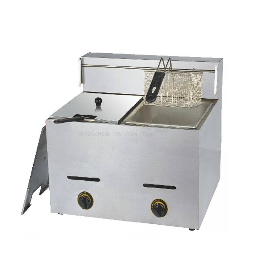 1PC 2016 Stainless Steel Gas Deep Double Fryer Mini Gas Fryer Potato Chip Fryer Machine Chicken Frying Machine