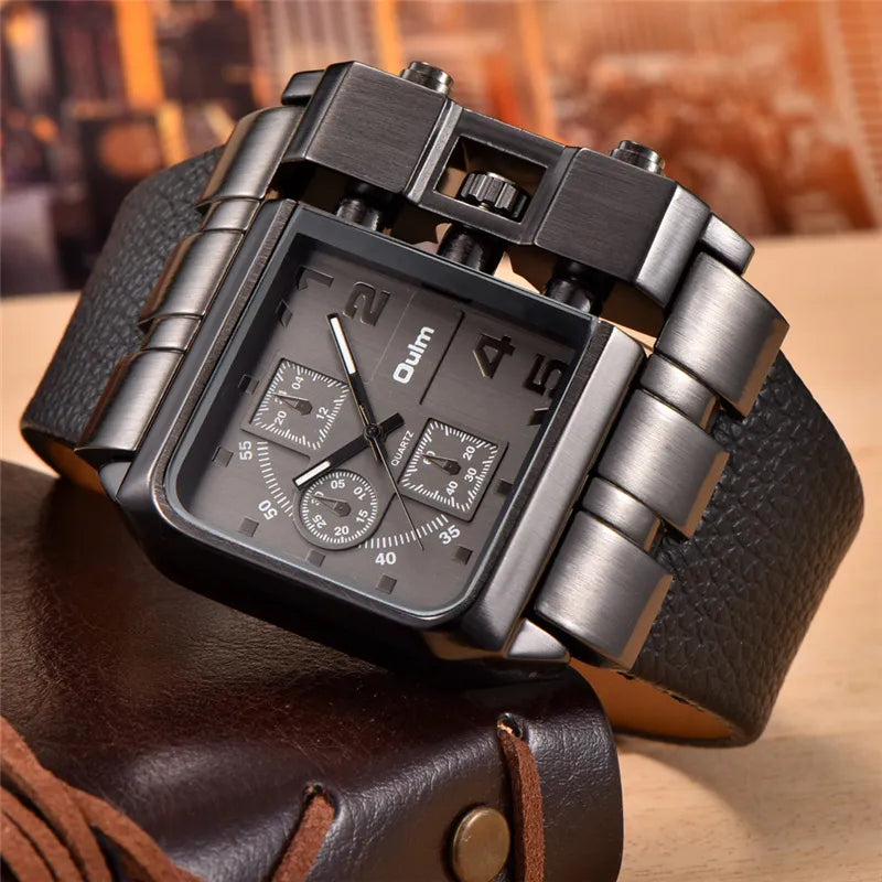 Men's Quartz Square Dial Super Big Men Watches