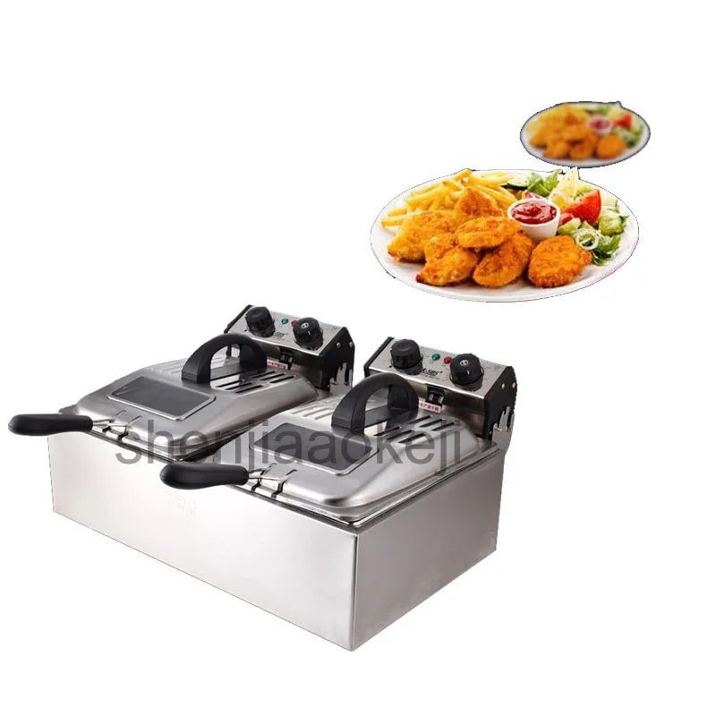 Smoke-free time electric fryer two-cylinder electric fryer commercial large capacity frying machine 220V 5600W 1PC