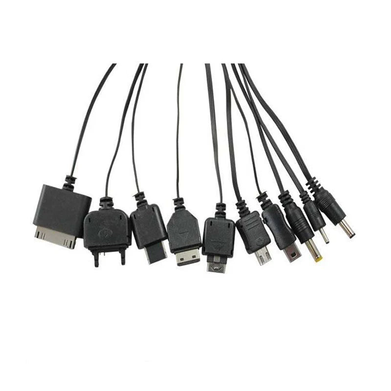 10-In-1 Multi-Function Universal Micro Mini USB Jack Spring Line Bundles Travel On Business to Charge Portable Devices