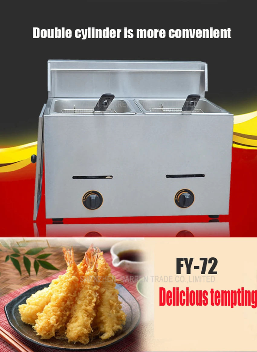1PC 2016 Stainless Steel Gas Deep Double Fryer Mini Gas Fryer Potato Chip Fryer Machine Chicken Frying Machine