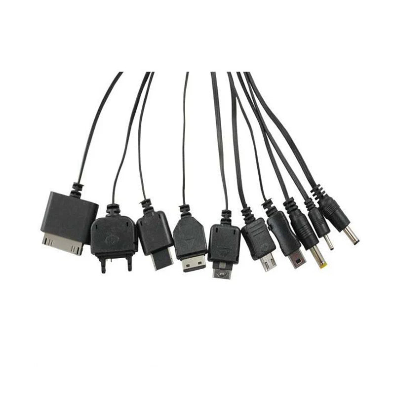 10-In-1 Multi-Function Universal Micro Mini USB Jack Spring Line Bundles Travel On Business to Charge Portable Devices