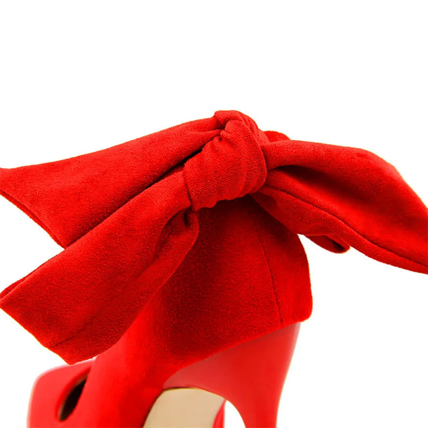 Woman Lace-Up Bowknot Shoes High Heels Shoes