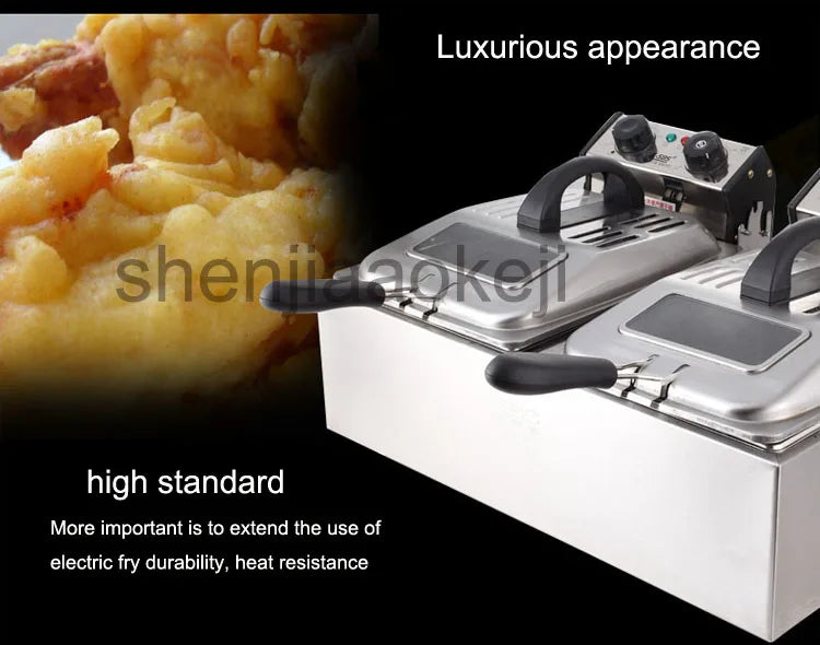 Smoke-free time electric fryer two-cylinder electric fryer commercial large capacity frying machine 220V 5600W 1PC