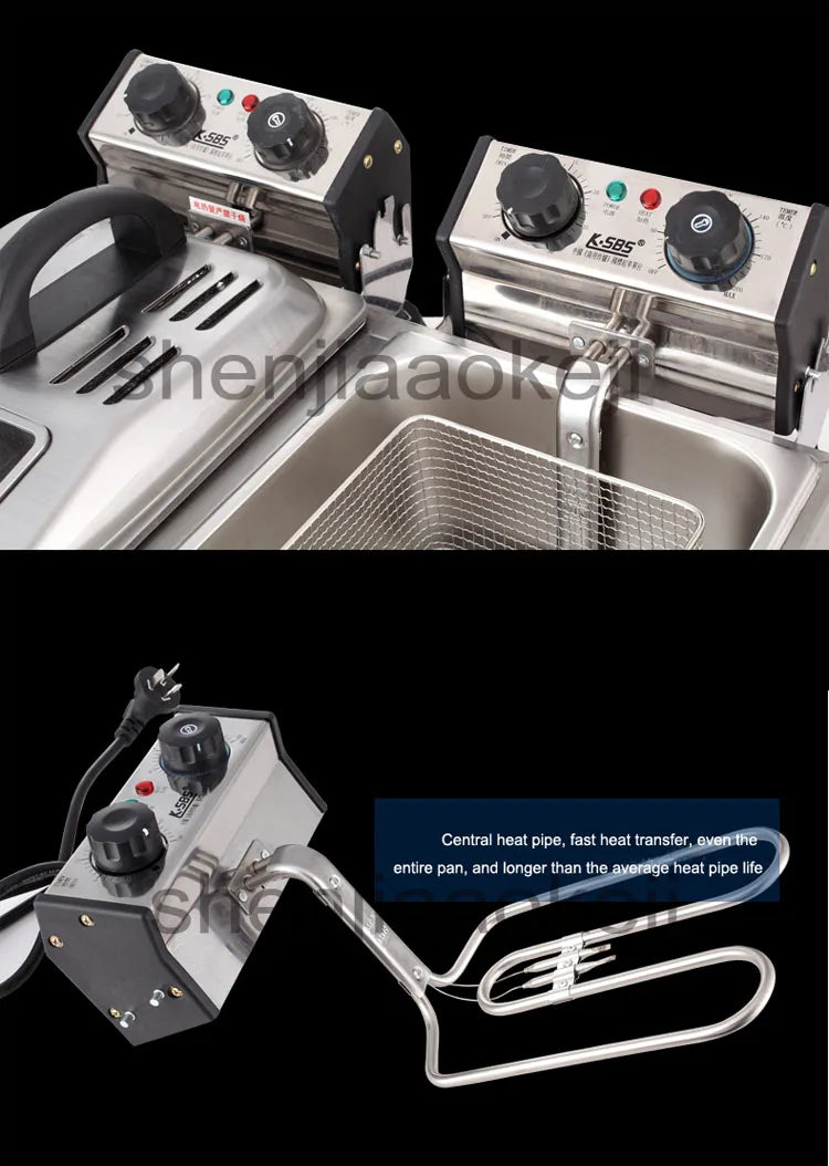 Smoke-free time electric fryer two-cylinder electric fryer commercial large capacity frying machine 220V 5600W 1PC