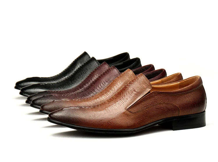 Handmade Mens Wedding Oxford Shoes Black Khaki Genuine Leather Brogue Men's Dress Shoes Slip On Business Formal Shoes For Men