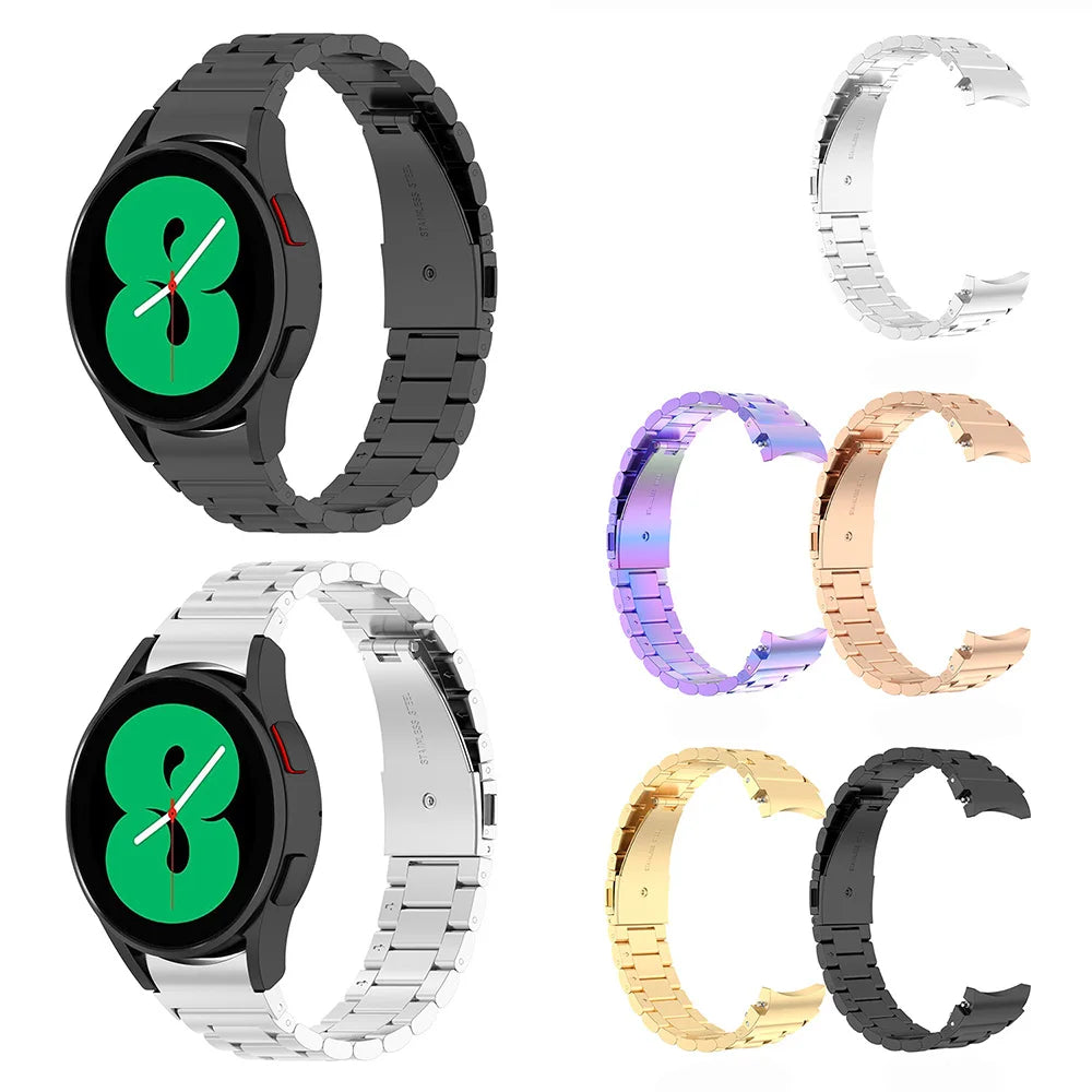 Gold Metal Luxury Bands for Samsung Galaxy Watch 7/5/6 40mm 44mm/ Galaxy Watch 4 Classic 46mm 42mm Stainless Replacement Strap