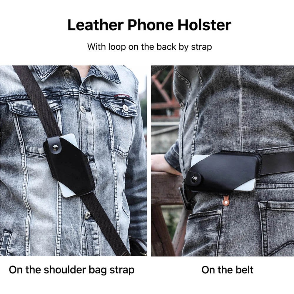 CONTACT'S FAMILY Cow Leather Phone Pouch Case For iPhone 14 13 12 11 Pro Max X 8 7 XR XS Cover Waist Belt Clip Holster Bags