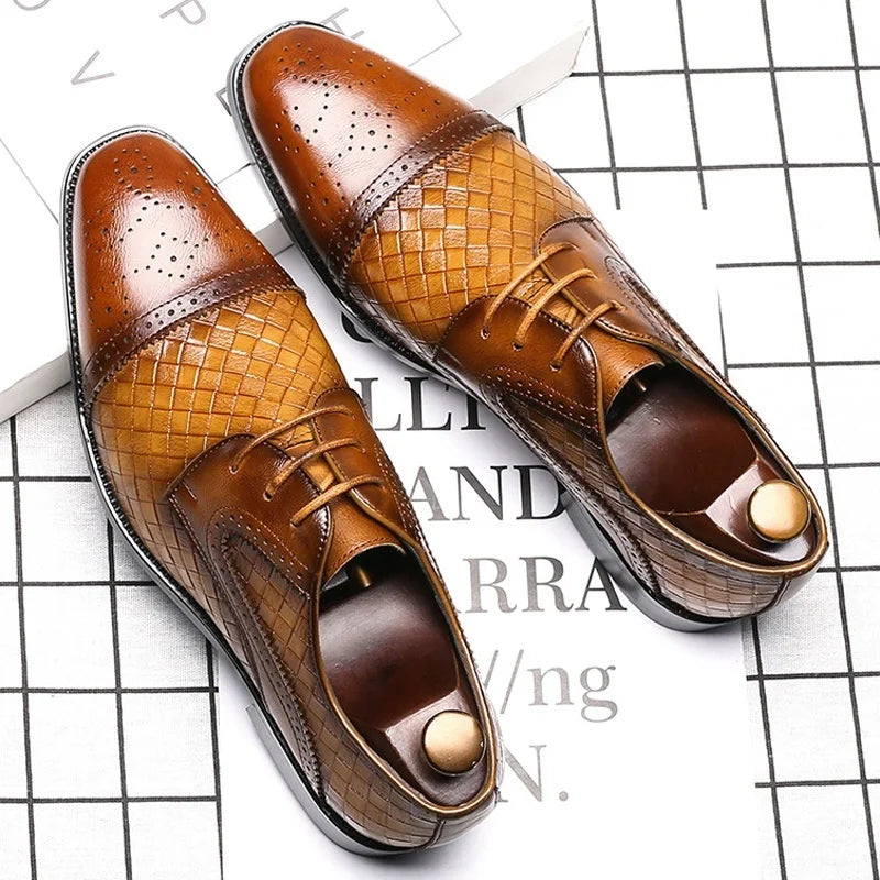 Men's Woven Vintage Leather Dress Shoes