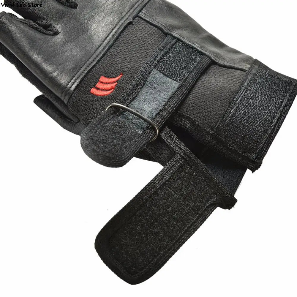 Men Black PU Leather Weight Lifting Gym Gloves