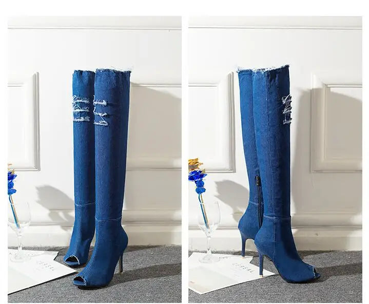 New Boots Women Thigh High Boots 2021 Winter Women Boots High Heels Women Shoes Tassel Jean Boot Ladies Shoes Good Service zo0