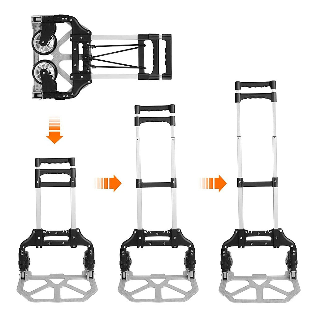 Heavy Duty Aluminum Alloy Folding Hand Truck Portable Barrow Trolley Travel Luggage Shopping Cart Portable Home Use 160 LBS