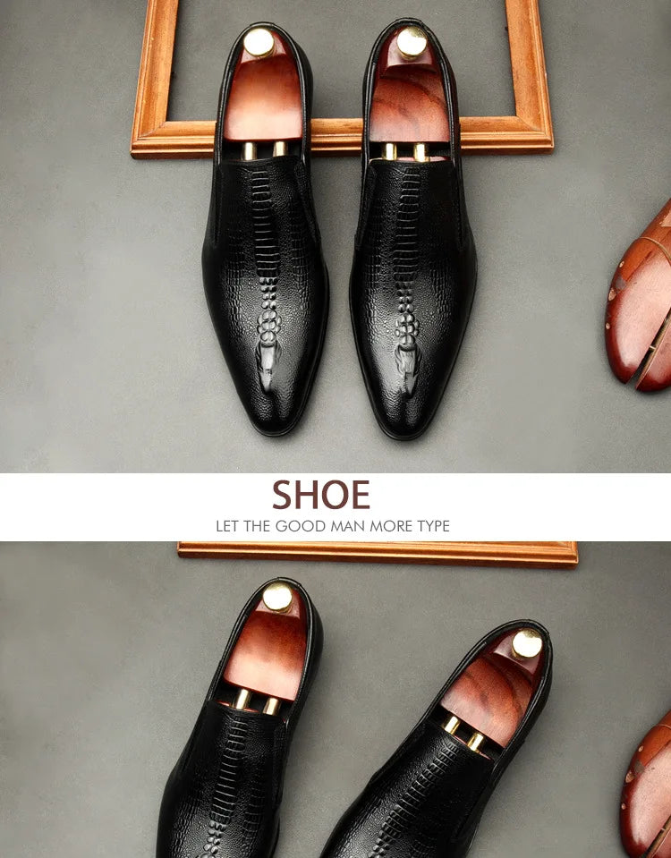 Handmade Mens Wedding Oxford Shoes Black Khaki Genuine Leather Brogue Men's Dress Shoes Slip On Business Formal Shoes For Men