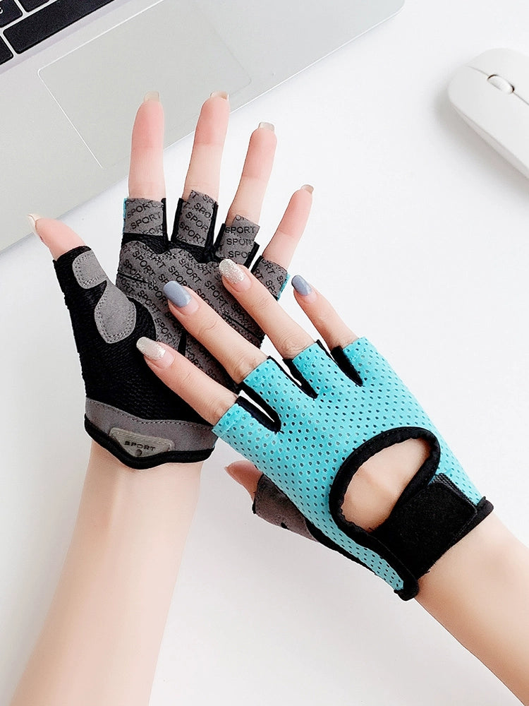 Fitness Gloves Women Kettlebell Equipment Horizontal Bar Exercise Wristband Training Non-Slip Half Finger Men's Sports Anti-Cocoon Badminton