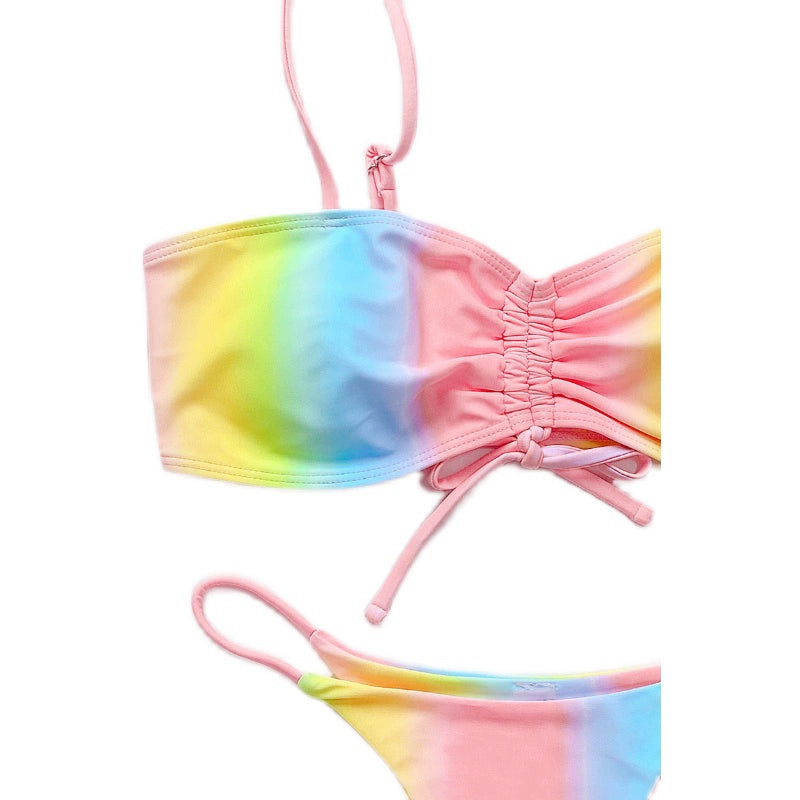 Women Tie-Dye T-Back Bikini Swimsuit