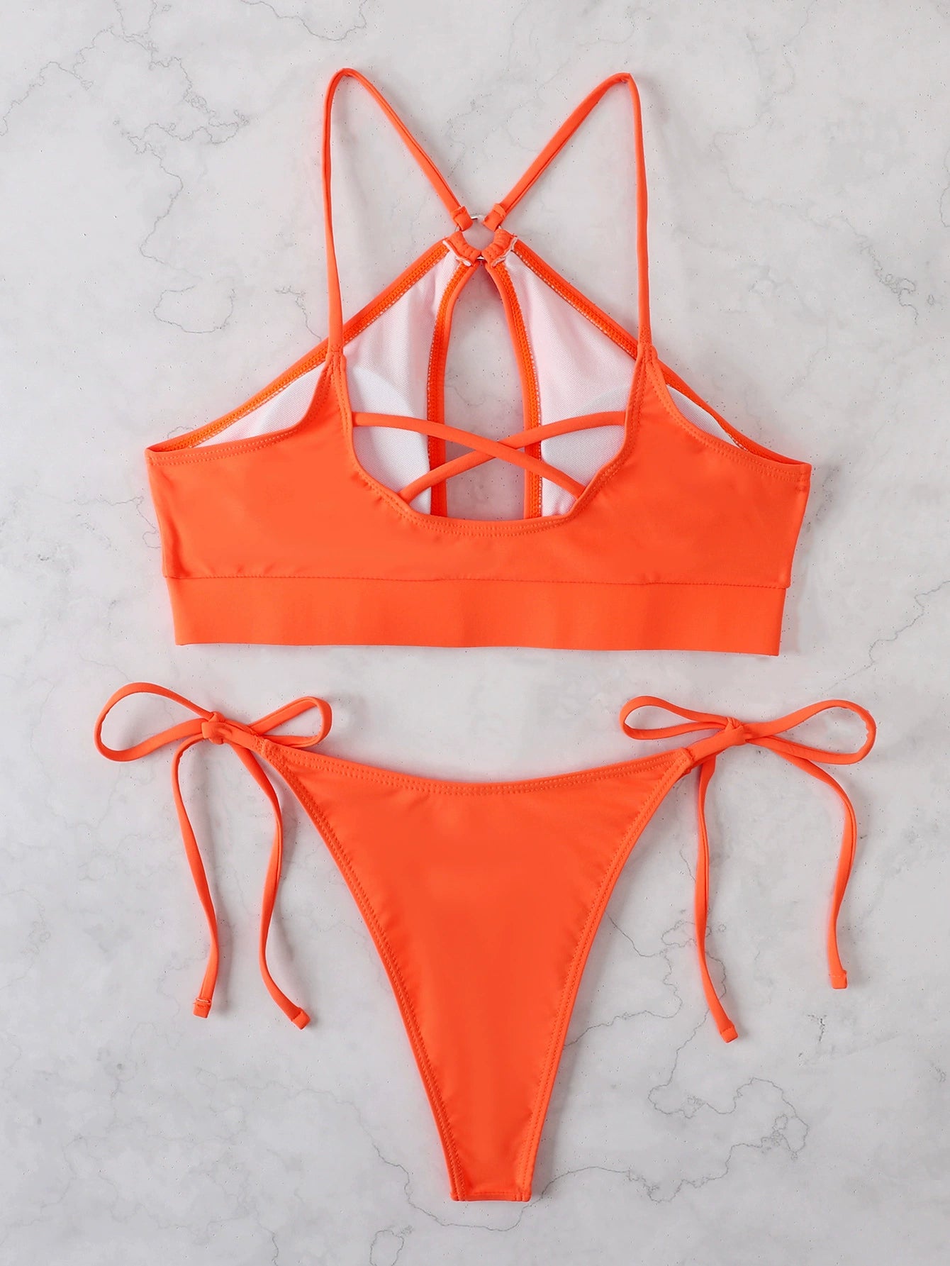 Women's Swimsuit with Chest Pad Solid Color Sexy Bikini