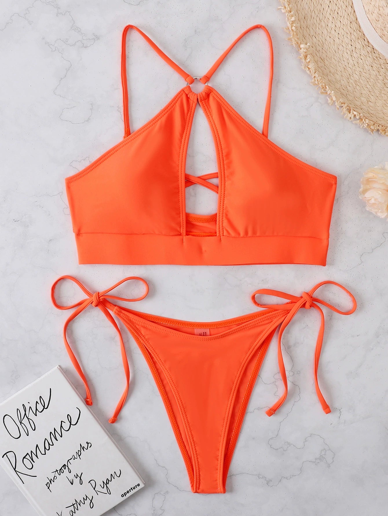 Women's Swimsuit with Chest Pad Solid Color Sexy Bikini
