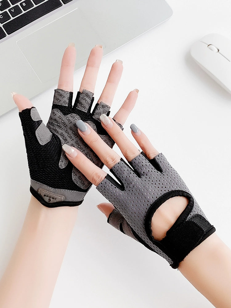 Fitness Gloves Women Kettlebell Equipment Horizontal Bar Exercise Wristband Training Non-Slip Half Finger Men's Sports Anti-Cocoon Badminton