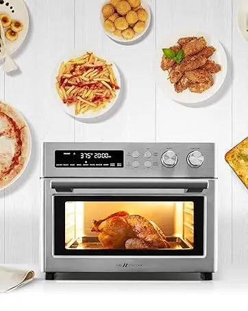 Heating Air Fryer Toaster Oven, Extra Large Countertop Convection Oven 10-in-1 Combo, 6-Slice Toast, Enamel Baking Pan Easy Clea