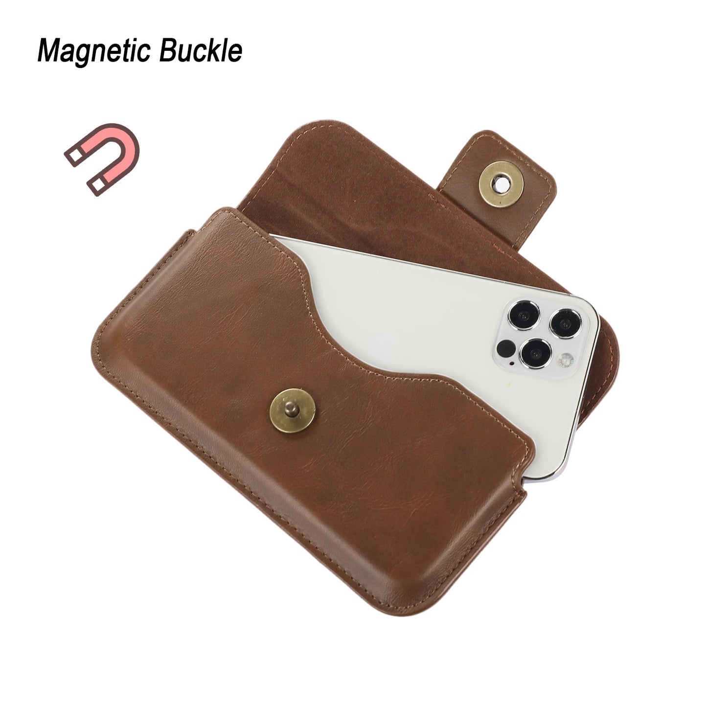 Leather Magnetic Phone Belt Clip Case Holder Men Waist Bag For iPhone 15 14 Pro Max 13 12 11 XS XR 7 8 Plus Holster Pouch Cover
