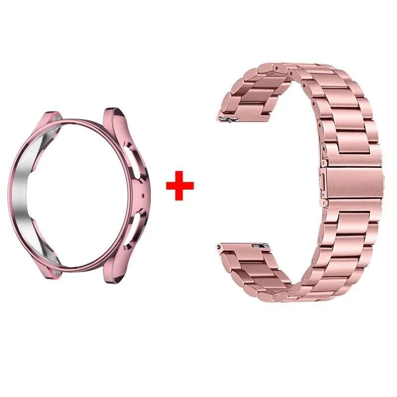 Band+Case for Samsung Galaxy Watch 6 5 4 44 40mm 4/6 Classic 46 42mm Stainless Steel Bracelet Galaxy Watch 3 5 Pro 41 45mm Strap