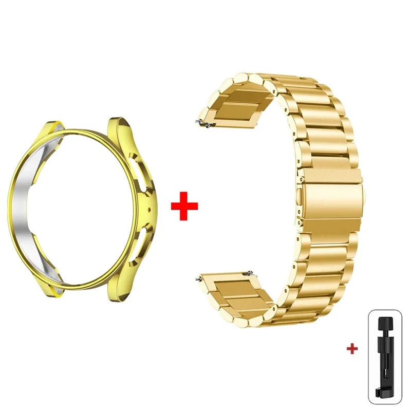 Band+Case for Samsung Galaxy Watch 6 5 4 44 40mm 4/6 Classic 46 42mm Stainless Steel Bracelet Galaxy Watch 3 5 Pro 41 45mm Strap
