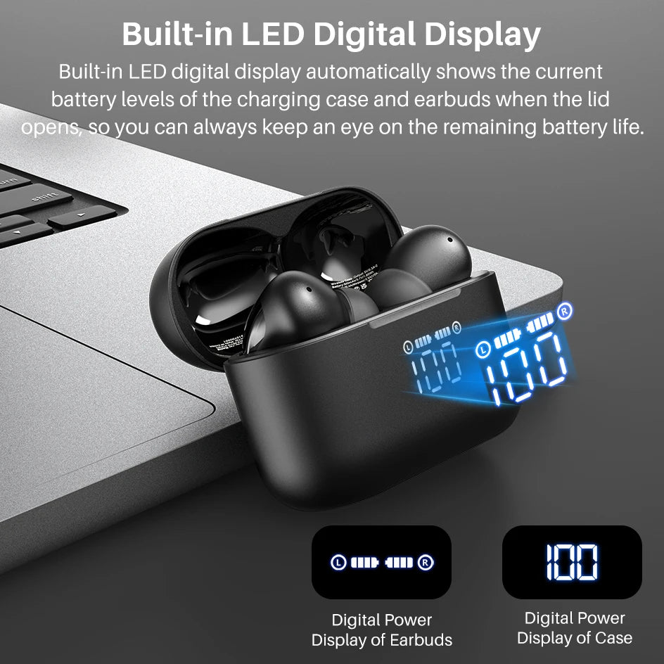 TOZO T20 Wireless Earbuds Bluetooth Headphones ENC with Dual Mic Call Noise Cancel LED Digital Display