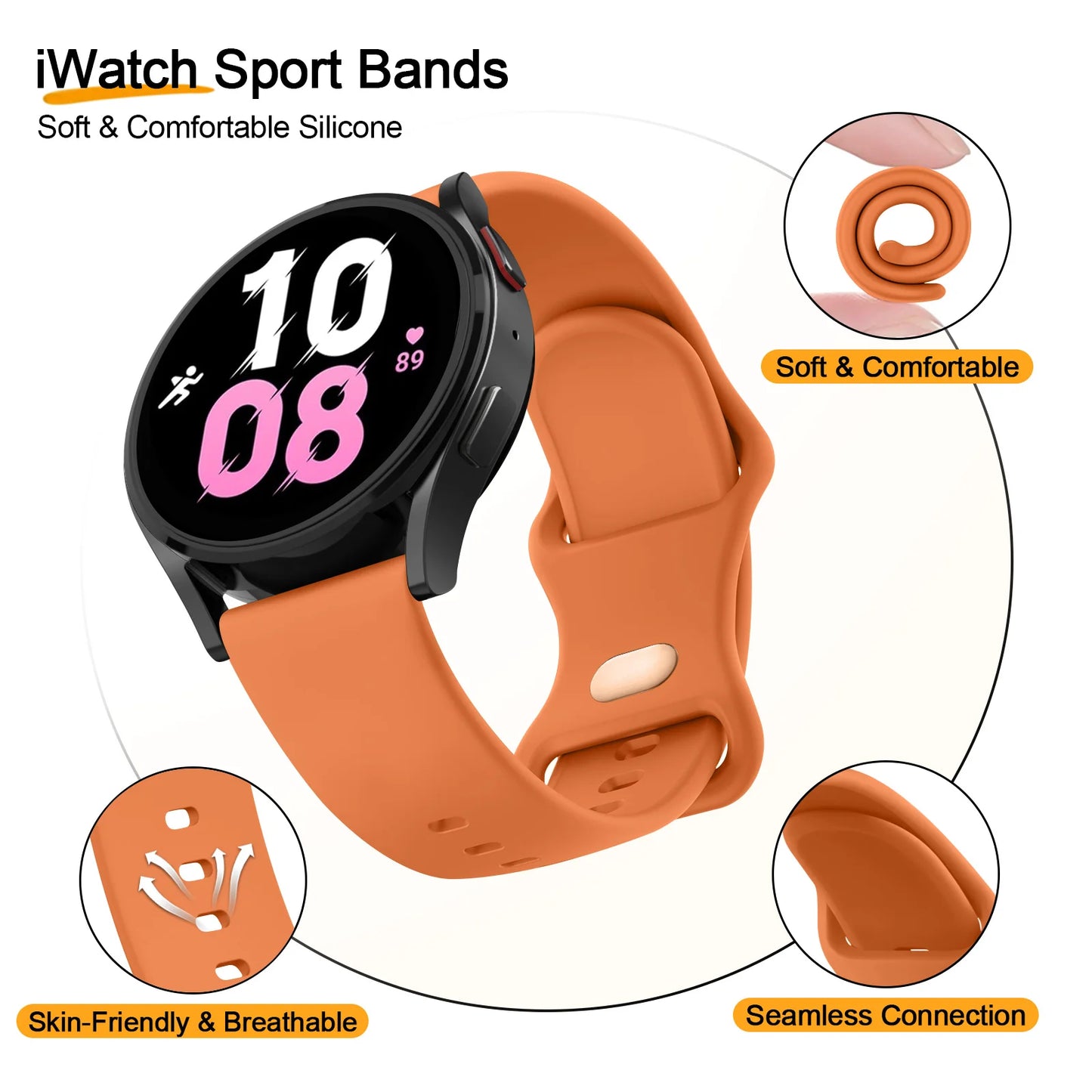 20mm Silicone Strap For Garmin Vivoactive5/3/3music Watchband Wristband For Garmin VivoMove3/Trend/Sport Venu SQ/SQ2/2plus Band